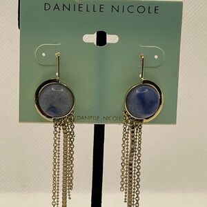 Danielle Nicole SilverTone Blue Stone Dangle Earrings Career Casual Wear Jewelry